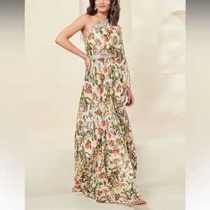 Basanti Kapde Aur Koffee three piece floral print tunic ghagra set